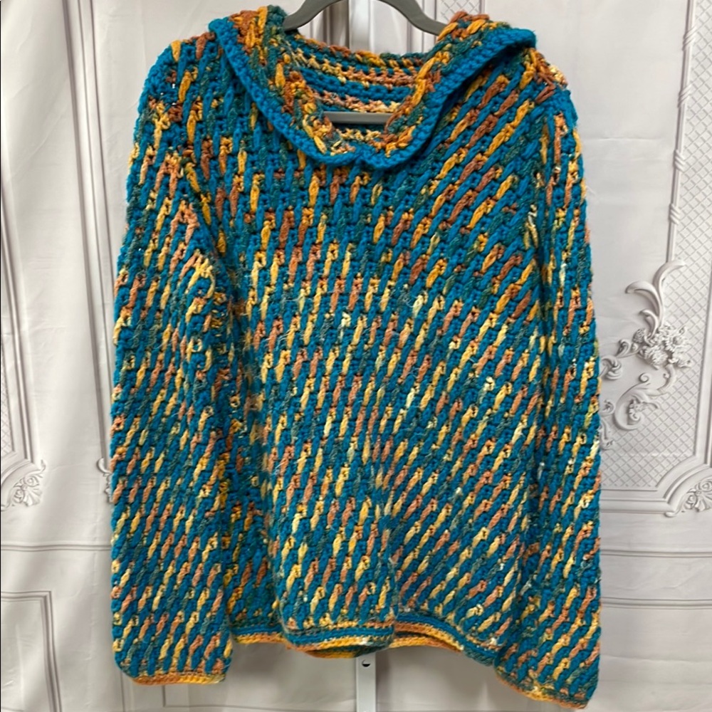 Handmade Vintage Collared Crochet boho sweater Small-Medium